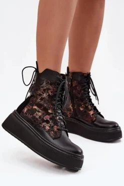 Botki Ocieplane|Botki Maciejka>Maciejka Skórzane Botki Na Platformie 07086-01 Czarne