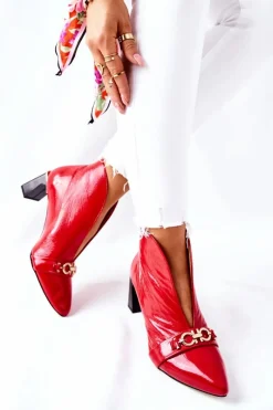 Botki Maciejka|Botki Skórzane>Maciejka Skórzane Botki Na Słupku Czerwone 05262-08