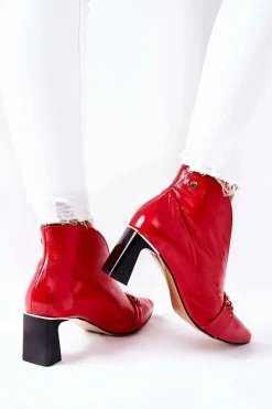 Botki Maciejka|Botki Skórzane></noscript>Maciejka Skórzane Botki Na Słupku Czerwone 05262-08