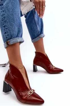 Best Maciejka Skórzane Botki Na Słupku 05262-02 Brązowe Brązowy