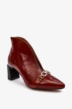 Best Maciejka Skórzane Botki Na Słupku 05262-02 Brązowe Brązowy