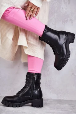 Buty damskie Vinceza Skórzane Botki Na Suwak Czarne Tonje