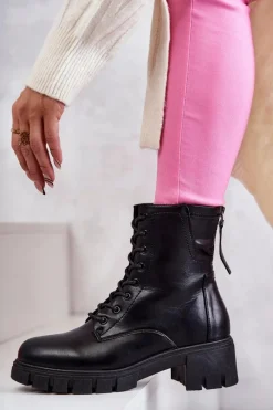 Buty damskie Vinceza Skórzane Botki Na Suwak Czarne Tonje