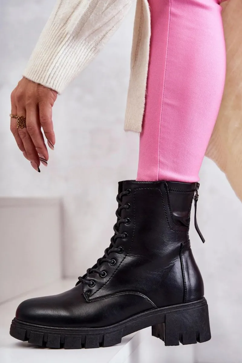 Buty damskie Vinceza Skórzane Botki Na Suwak Czarne Tonje