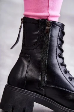 Buty damskie Vinceza Skórzane Botki Na Suwak Czarne Tonje