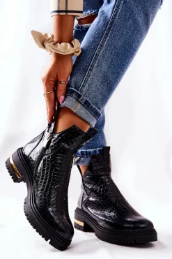 Czarne Botki|Botki Zimowe Damskie><noscript><img width=