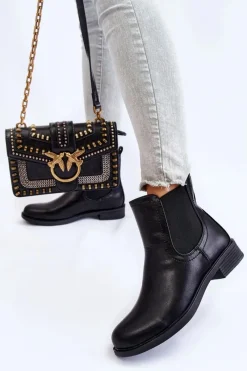 Czarne Botki|Botki Zimowe Damskie><noscript><img width=