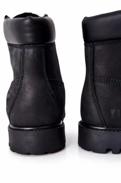 Sale Big Star Shoes Skórzane Botki Trapery Big Star II174263 Czarne