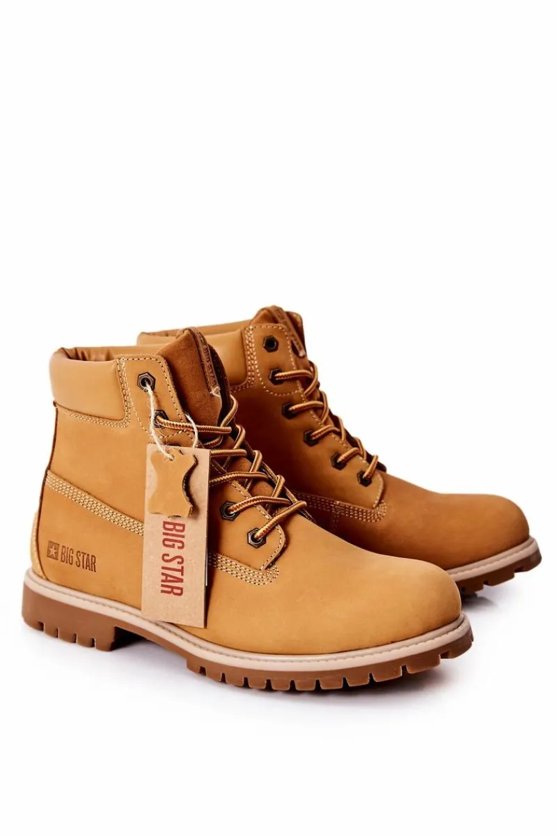 Botki Męskie>Big Star Shoes Skórzane Botki Trapery Big Star II174264 Camel