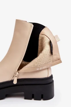 Sale Buty damskie Vinceza Skórzane Botki Workery Beżowe Loretta