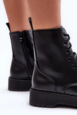 Hot Skórzane Botki Workery Czarne Teflorna Damskie Botki Sznurowane|Brązowe I Beżowe Botki