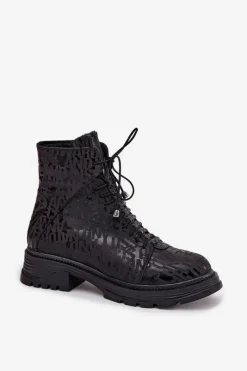 Botki Ocieplane|Damskie Trapery></noscript>Artiker Skórzane Botki Workery Damskie Ocieplane Na Zamek 57C2257 Czarne