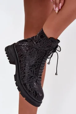 Botki Ocieplane|Damskie Trapery></noscript>Artiker Skórzane Botki Workery Damskie Ocieplane Na Zamek 57C2257 Czarne