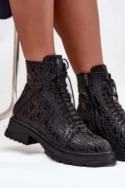 Botki Ocieplane|Damskie Trapery></noscript>Artiker Skórzane Botki Workery Damskie Ocieplane Na Zamek 57C2257 Czarne