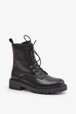 Online Evento Skórzane Botki Workery Ocieplane Na Zamek Czarne Elosie