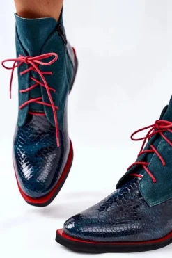 Online Boto Skórzane Botki Z Krokodylim Wzorem Zielone Cheyenne