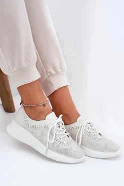 Online Skórzane Buty Sportowe Damskie Vinceza 41472 Białe Damskie Sneakersy Damskie