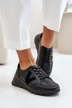 Buty Sportowe Na Platformie|Sneakersy Damskie>Buty damskie Vinceza Skórzane Buty Sportowe Damskie Vinceza 7918 Czarne Czarny