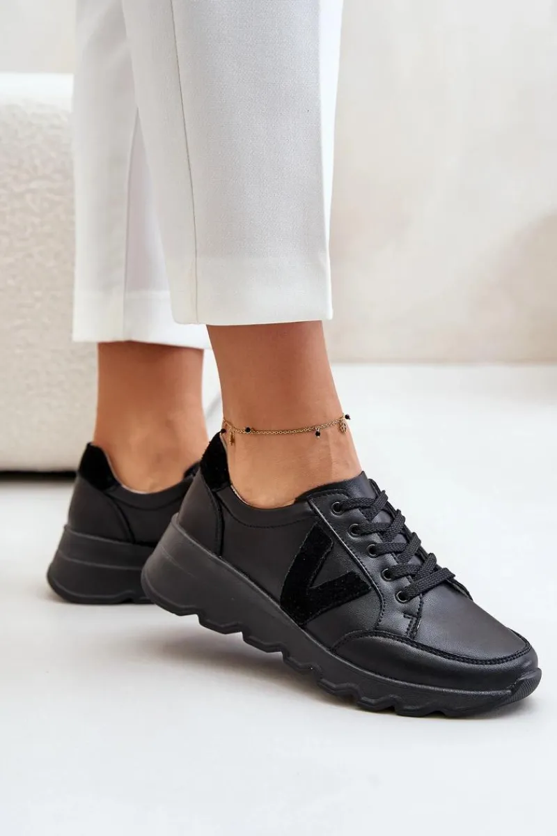 Buty Sportowe Na Platformie|Sneakersy Damskie>Buty damskie Vinceza Skórzane Buty Sportowe Damskie Vinceza 7918 Czarne Czarny