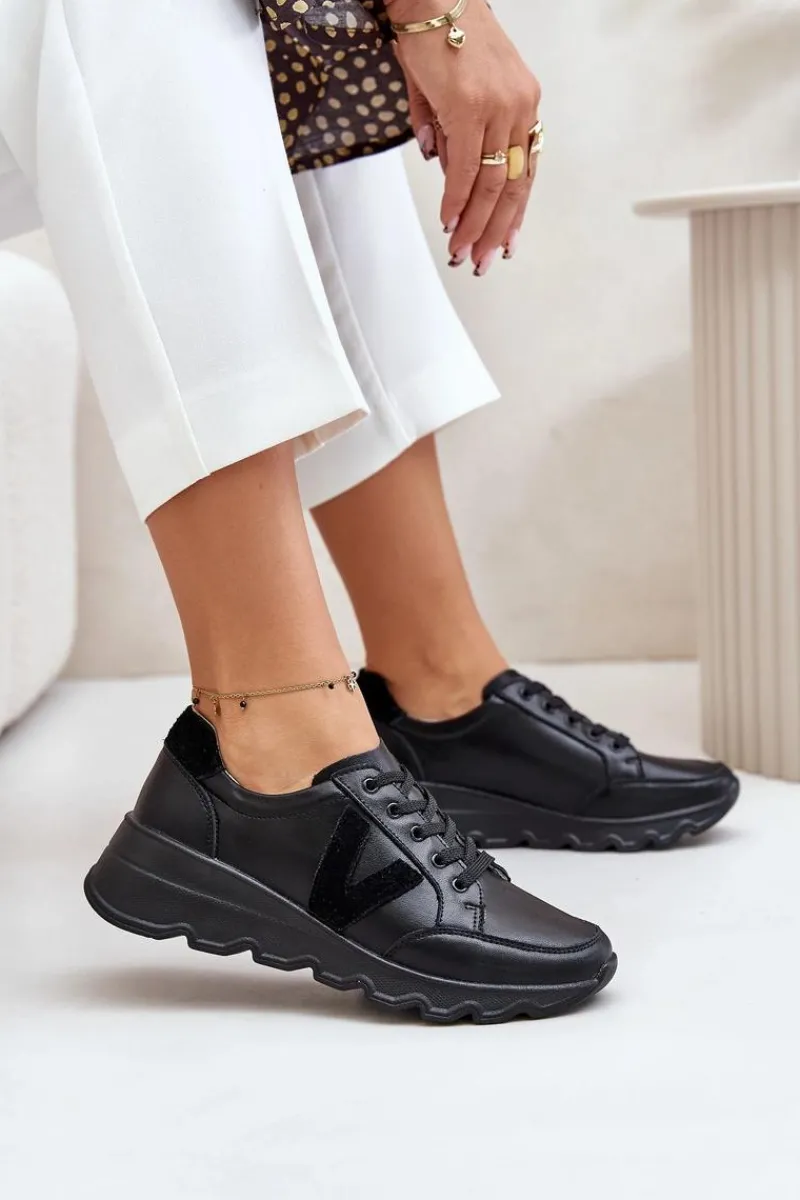 Buty Sportowe Na Platformie|Sneakersy Damskie>Buty damskie Vinceza Skórzane Buty Sportowe Damskie Vinceza 7918 Czarne Czarny