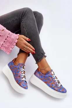 Buty Sportowe Na Platformie></noscript>Maciejka Skórzane Buty Sportowe Na Platformie 06191-06 Niebieskie