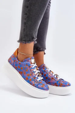 Buty Sportowe Na Platformie></noscript>Maciejka Skórzane Buty Sportowe Na Platformie 06191-06 Niebieskie