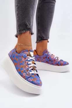 Buty Sportowe Na Platformie></noscript>Maciejka Skórzane Buty Sportowe Na Platformie 06191-06 Niebieskie