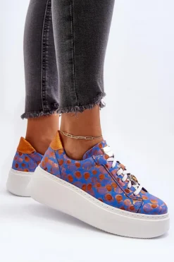 Buty Sportowe Na Platformie></noscript>Maciejka Skórzane Buty Sportowe Na Platformie 06191-06 Niebieskie