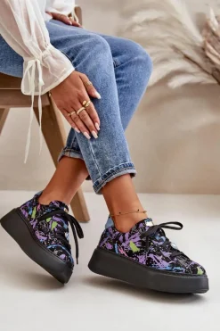 Buty Sportowe Na Platformie></noscript>Maciejka Skórzane Buty Sportowe Na Platformie 06191-05 Fioletowe Fioletowy