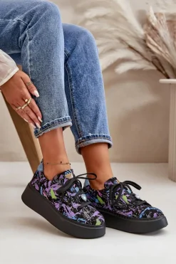 Buty Sportowe Na Platformie></noscript>Maciejka Skórzane Buty Sportowe Na Platformie 06191-05 Fioletowe Fioletowy