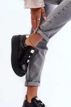 Buty Sportowe Na Platformie></noscript>Maciejka Skórzane Buty Sportowe Na Platformie 06191-01 Czarne