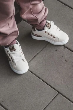 Sale Skórzane Buty Sportowe Panterka Białe Trixie Dzieci Dziewczęce