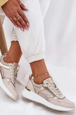 New Skórzane Buty Sportowe Sneakersy Damskie Z Zamkiem Beżowe Lilimia Damskie Sneakersy Damskie