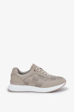 Skórzane Buty Sportowe Sneakersy Damskie S.Barski LR51-551 Beżowe Damskie Buty Sportowe Na Platformie|Sneakersy Damskie