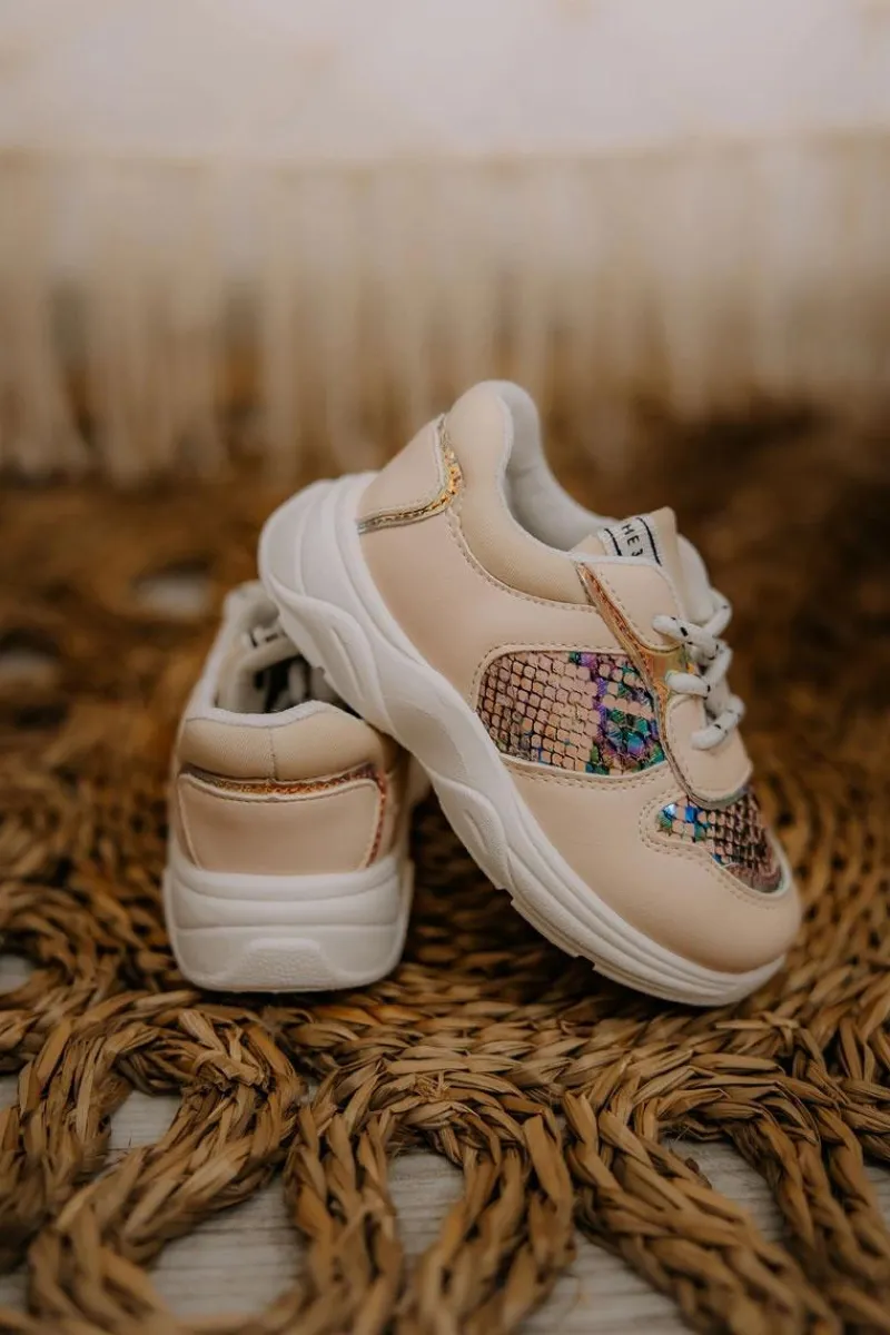 Clearance Skórzane Buty Sportowe Wężowe Różowe Gabbie Dzieci Dziewczęce