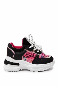 Dziewczęce></noscript>Boto Skórzane Buty Sportowe Wężowe Czarne Gabbie