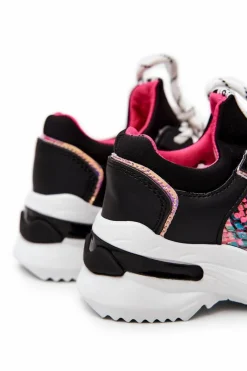 Dziewczęce></noscript>Boto Skórzane Buty Sportowe Wężowe Czarne Gabbie