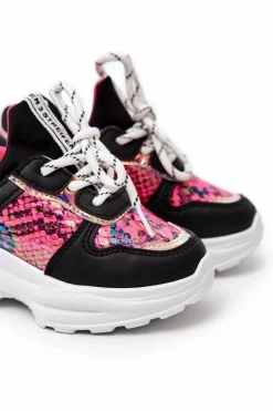 Dziewczęce></noscript>Boto Skórzane Buty Sportowe Wężowe Czarne Gabbie