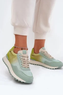 Sneakersy Damskie>Buty damskie Vinceza Skórzane Buty Sportowe Z Siateczką Damskie Vinceza 66775 Zielone Zielony