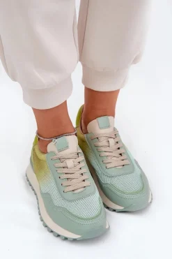 Sneakersy Damskie></noscript>Buty damskie Vinceza Skórzane Buty Sportowe Z Siateczką Damskie Vinceza 66775 Zielone Zielony