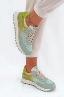 Sneakersy Damskie></noscript>Buty damskie Vinceza Skórzane Buty Sportowe Z Siateczką Damskie Vinceza 66775 Zielone Zielony