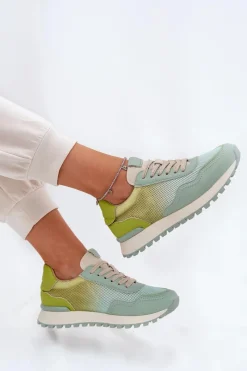 Sneakersy Damskie></noscript>Buty damskie Vinceza Skórzane Buty Sportowe Z Siateczką Damskie Vinceza 66775 Zielone Zielony