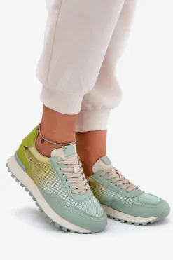 Sneakersy Damskie></noscript>Buty damskie Vinceza Skórzane Buty Sportowe Z Siateczką Damskie Vinceza 66775 Zielone Zielony