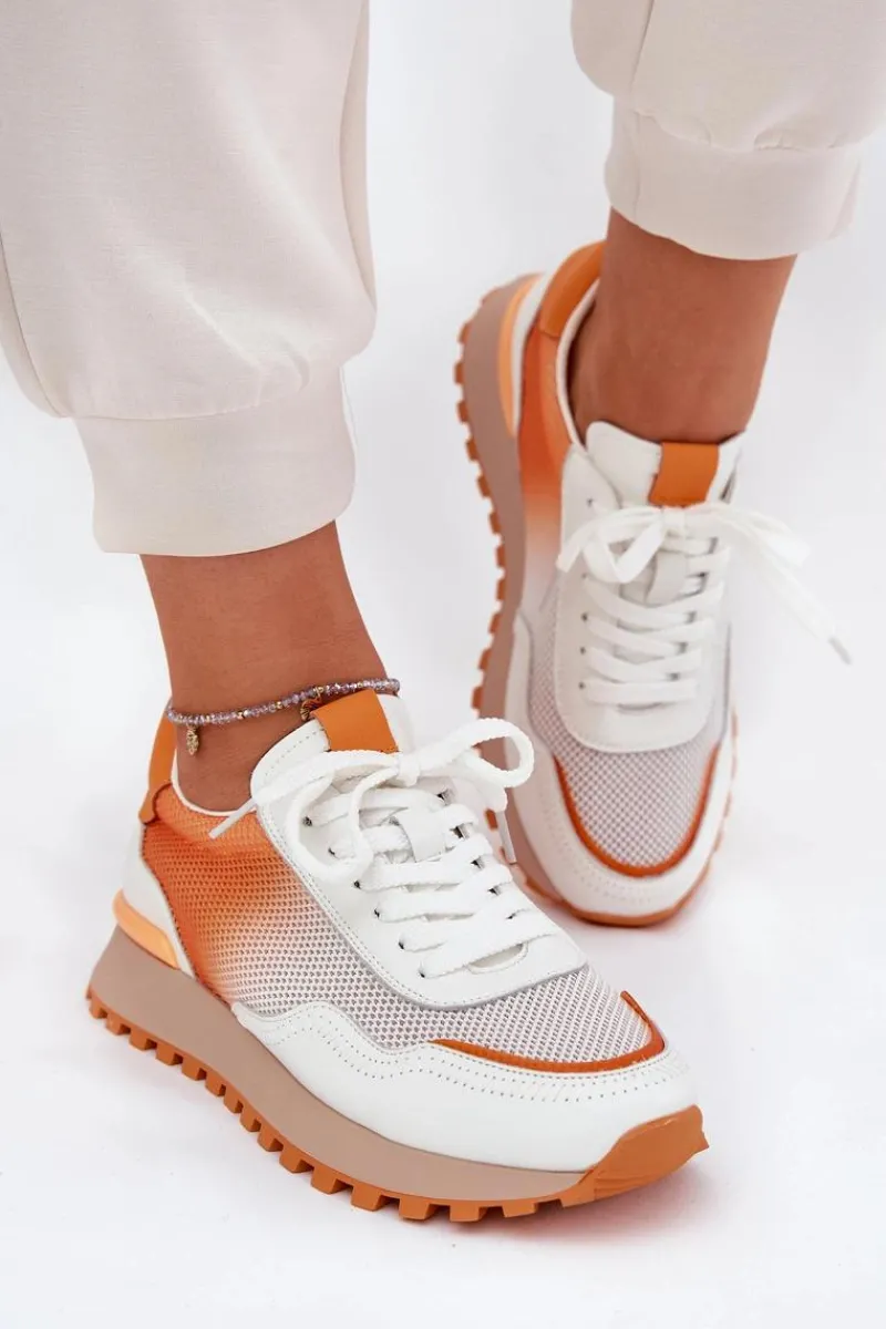 Best Buty damskie Vinceza Skórzane Buty Sportowe Z Siateczką Damskie Vinceza 66775 Pomarańczowe Pomarańczowy