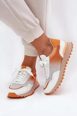 Best Buty damskie Vinceza Skórzane Buty Sportowe Z Siateczką Damskie Vinceza 66775 Pomarańczowe Pomarańczowy