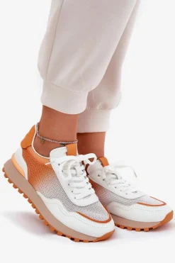 Best Buty damskie Vinceza Skórzane Buty Sportowe Z Siateczką Damskie Vinceza 66775 Pomarańczowe Pomarańczowy