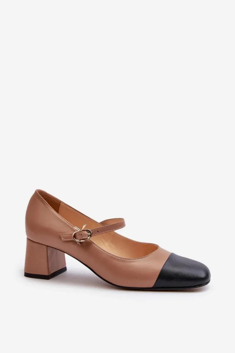 Online Skórzane Czółenka Damskie 2846 Brązowe Damskie Czółenka Na Słupku|Czółenka Klasyczne