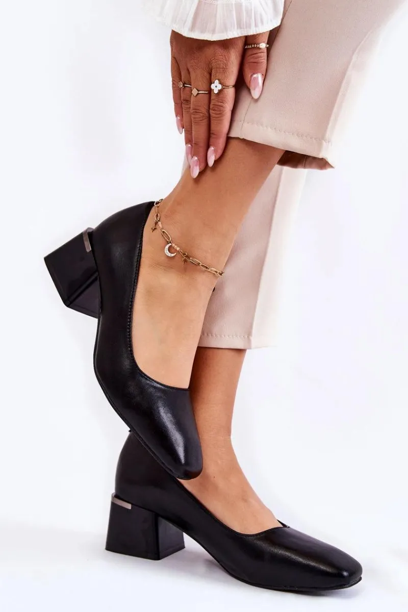 Discount Skórzane Czółenka La.Fi 230034B-QN Czarne Damskie Czółenka Zamszowe|Czółenka Na Słupku