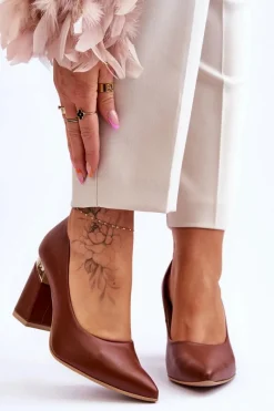 Best Boto Skórzane Czółenka Lewski 3117 Brązowe Brązowy