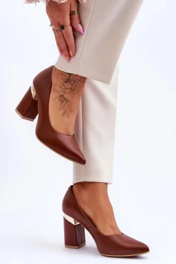 Best Boto Skórzane Czółenka Lewski 3117 Brązowe Brązowy